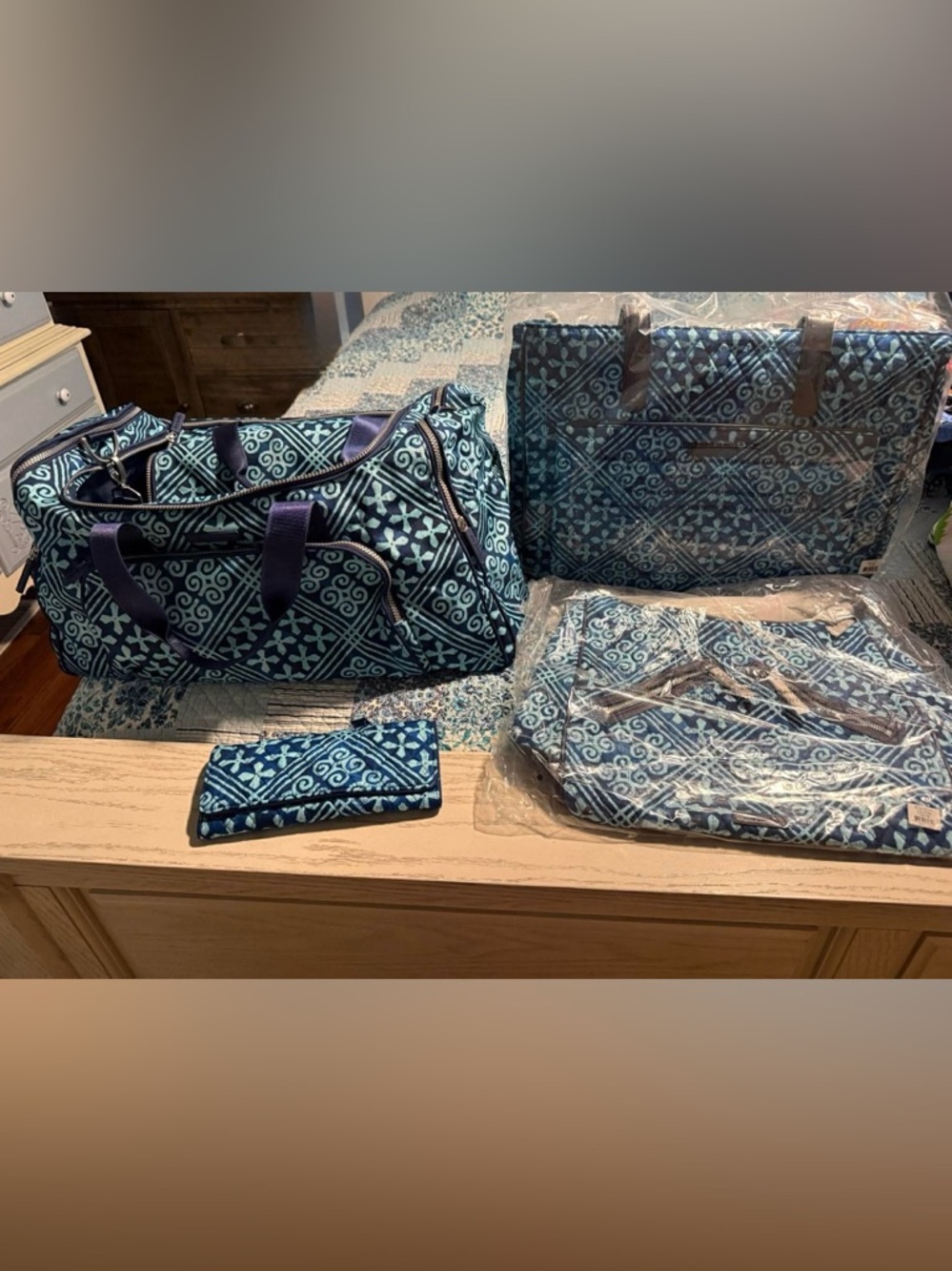 Vera Bradley Cuban Tiles set of 4 bags, duffle, wallet, commuter tote and hobo